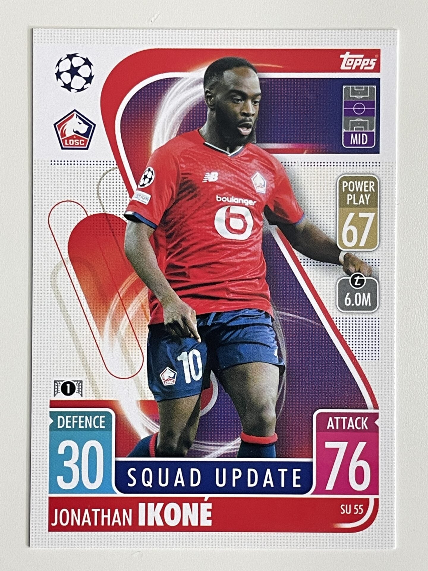 Jonathan Ikone Lille Base Topps Match Attax Extra 2021:22 Champions League Card