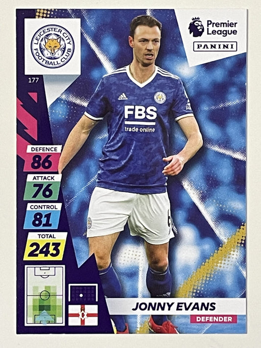 Jonny Evans Leicester City Base Panini Adrenalyn XL PLUS Premier League 2021 2022