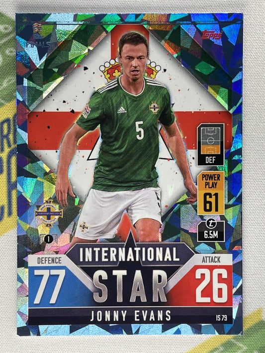 Jonny Evans Northern Ireland Crystal Foil Parallel Topps Match Attax 101 Road to Nations League 2022 Card