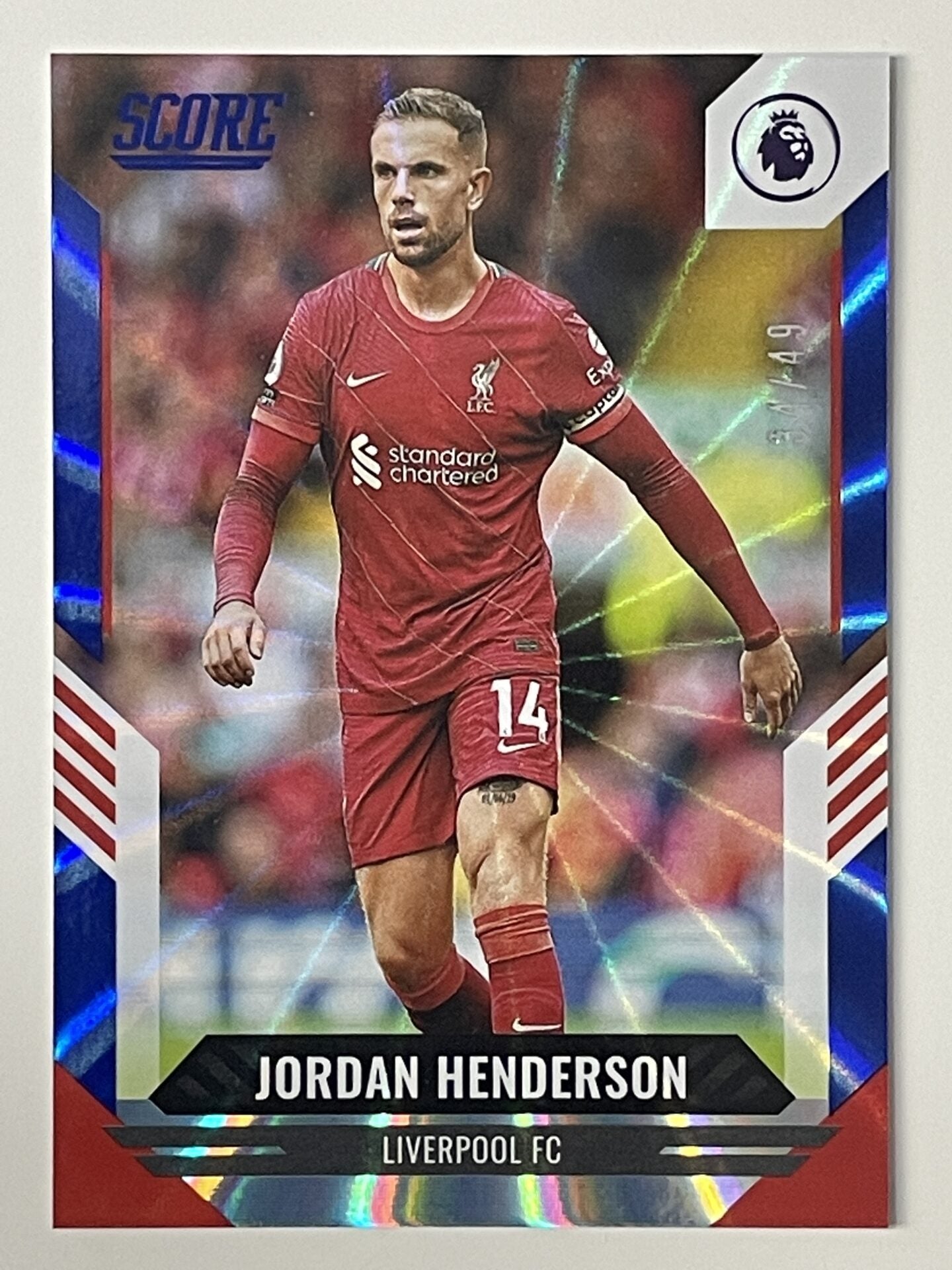 Jordan Henderson Liverpool Base Blue Laser Parallel Panini Premier League Score 2021 2022