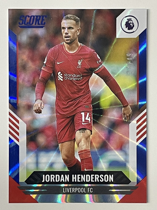 Jordan Henderson Liverpool Base Blue Laser Parallel Panini Premier League Score 2021 2022