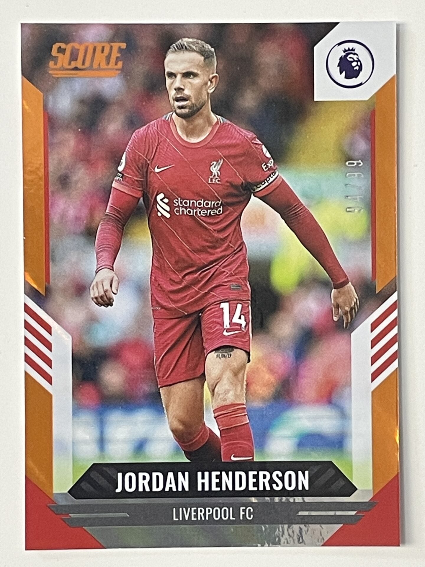 Jordan Henderson Liverpool Base Orange Lava Parallel Panini Premier League Score 2021 2022