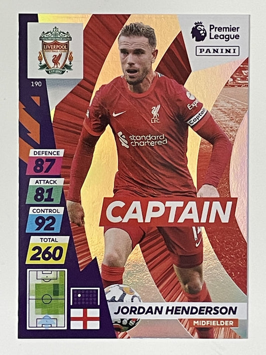 Jordan Henderson Liverpool Captain Panini Adrenalyn XL PLUS Premier League 2021 2022