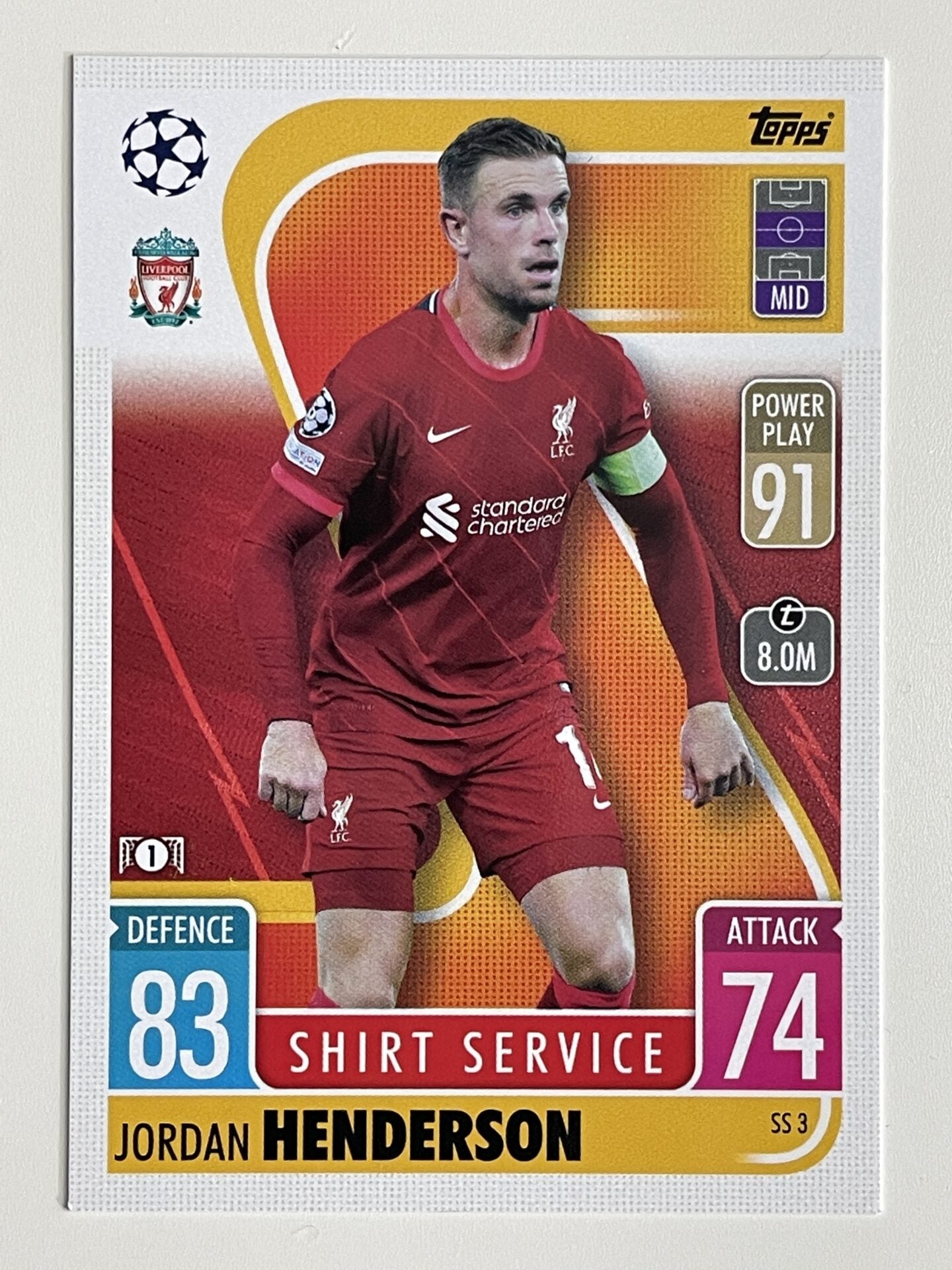 Jordan Henderson Liverpool FC Base Topps Match Attax Extra 2021:22 Champions League Card