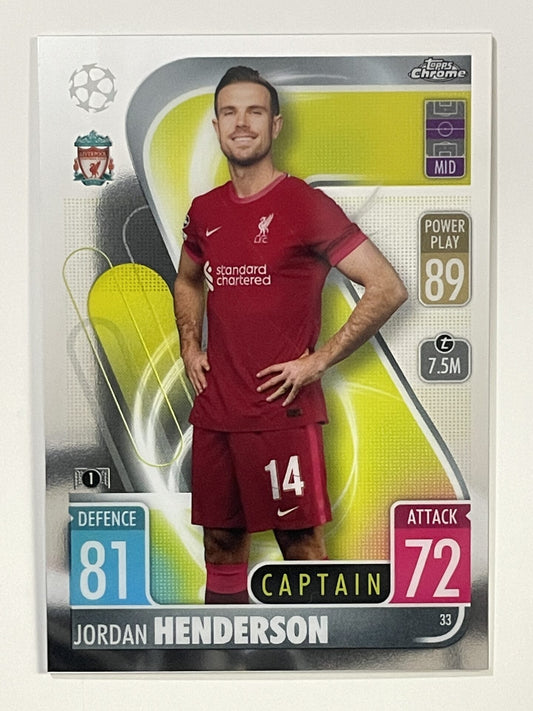 Jordan Henderson Liverpool Topps Match Attax Chrome 2021 2022 Football Card