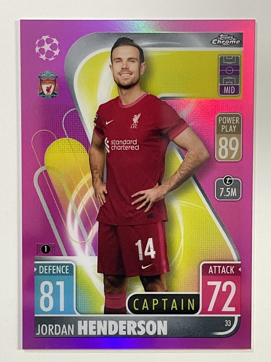 Jordan Henderson Pink Parallel Topps Match Attax Chrome 2021 2022