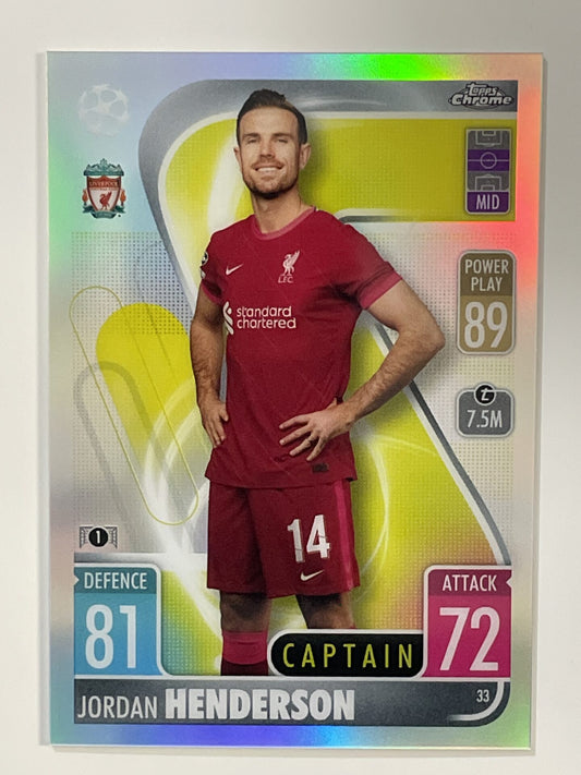 Jordan Henderson Refractor Topps Match Attax Chrome 2021 2022