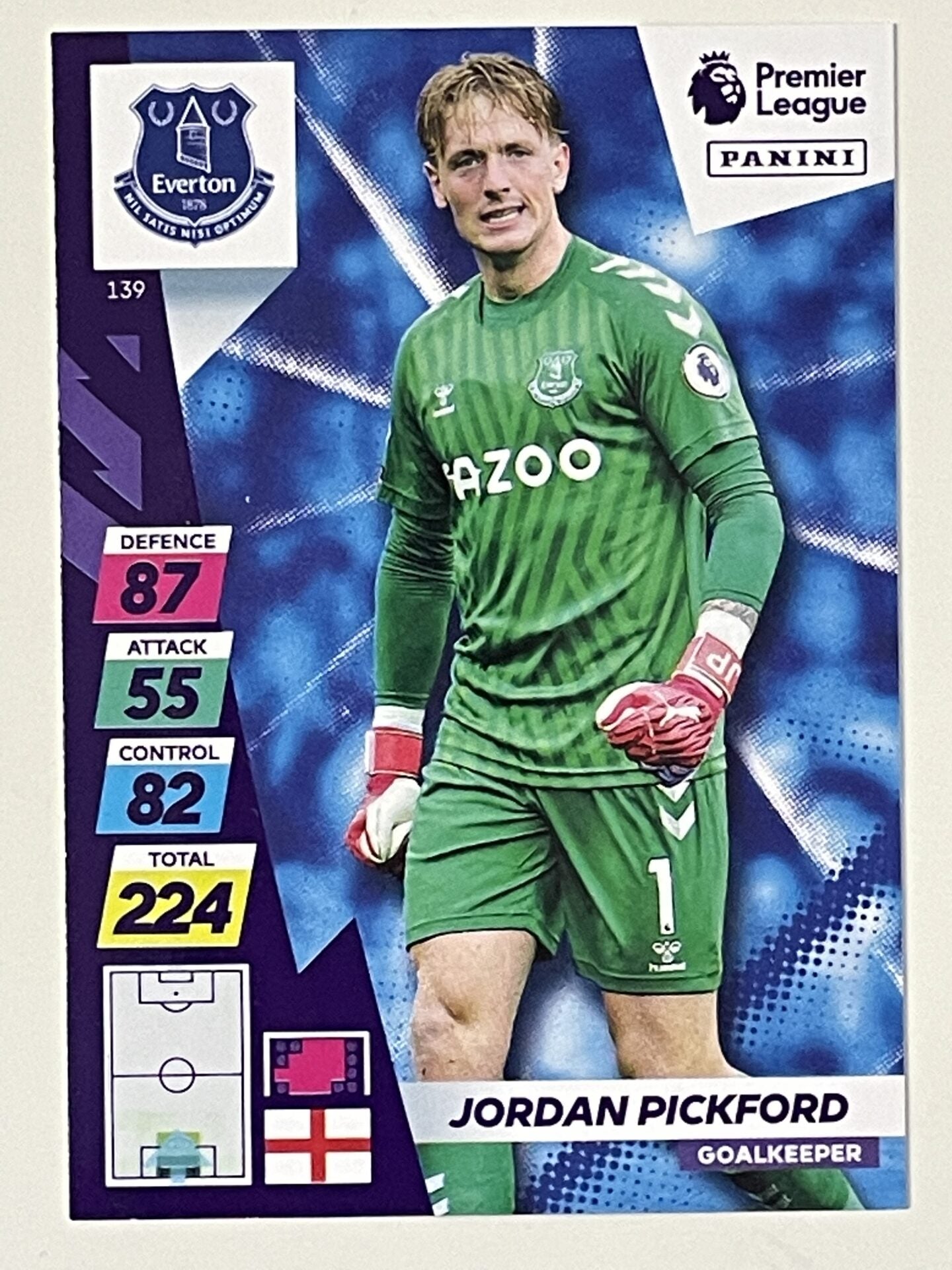 Jordan Pickford Everton Base Panini Adrenalyn XL PLUS Premier League 2021 2022