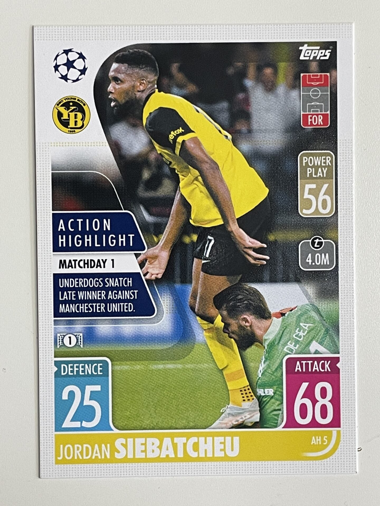 Jordan Siebatcheu Young Boys Action Highlight Topps Match Attax Extra 2021:22 Champions League Card