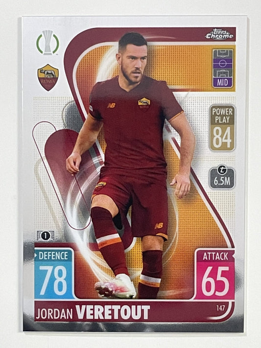 Jordan Veretout Roma Topps Match Attax Chrome 2021 2022 Football Card