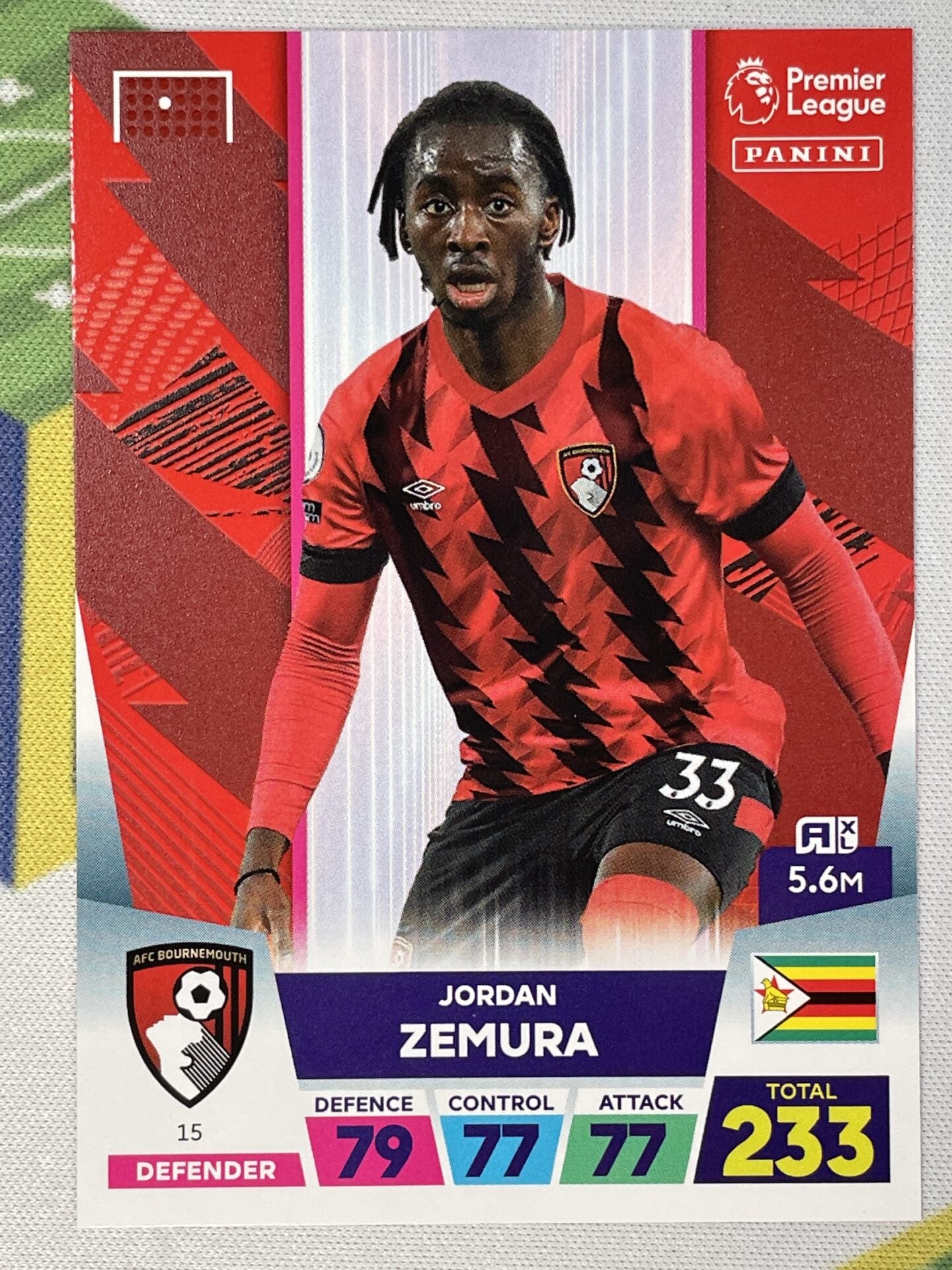 Jordan Zemura Bournemouth Panini Premier League Adrenalyn XL 2023 Card