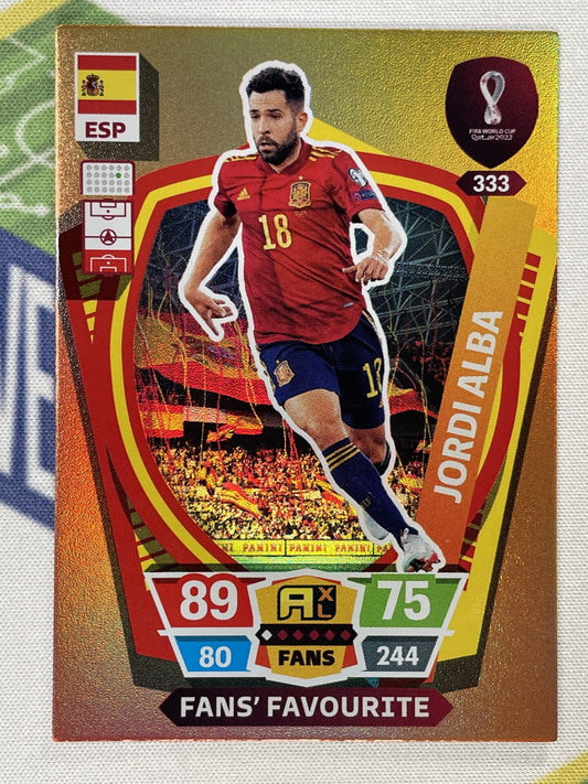 Jordi Alba Spain Fans Favourite Panini World Cup 2022 Adrenalyn XL Card