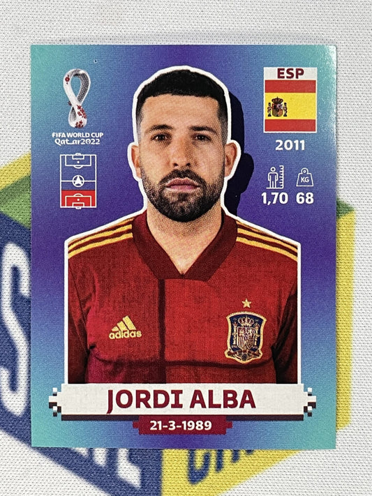 Jordi Alba Spain Panini World Cup 2022 Qatar Stickers