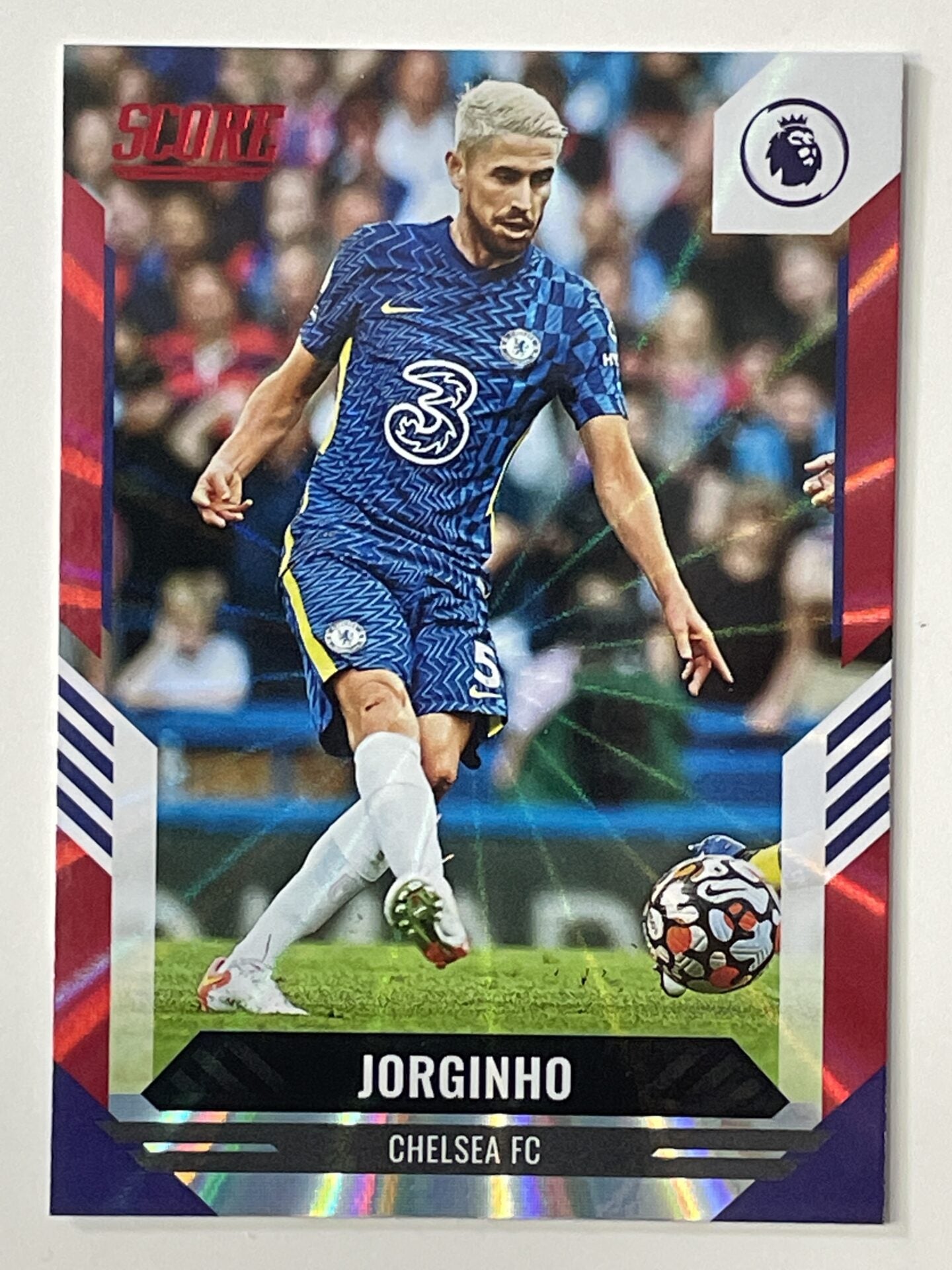 Jorginho Chelsea Base Red Laser Parallel Panini Premier League Score 2021 2022