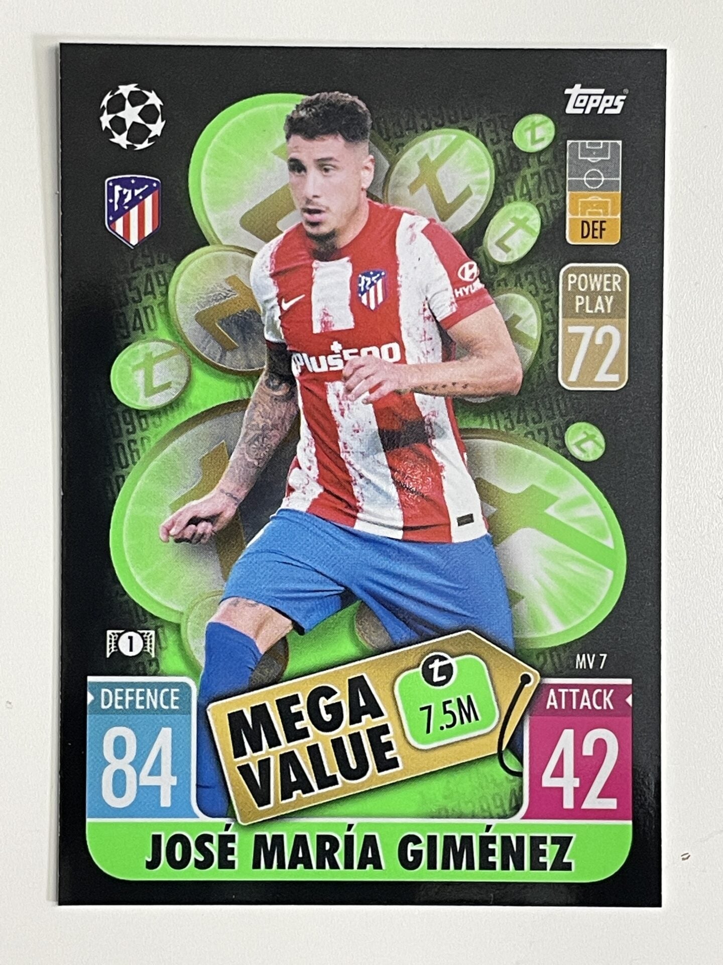 Jose Maria Gimenez Atletico Madrid Mega Value Topps Match Attax Extra 2021:22 Champions League Card