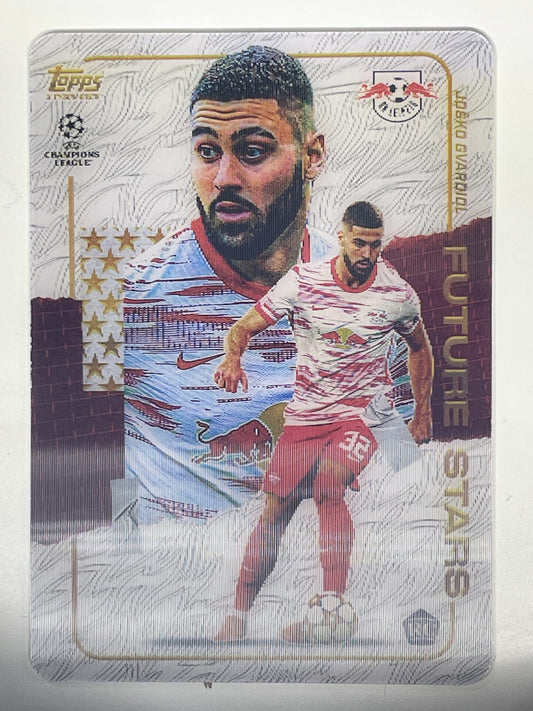 Josko Gvardiol RB Leipzig Future Stars Rookie Topps Gold 2021 UEFA Champions League Football Card