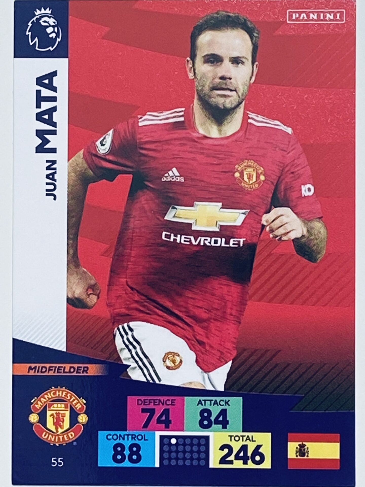 Juan Mata (Manchester United) Football Card &#8211; Premier League Adrenalyn XL 2020:21