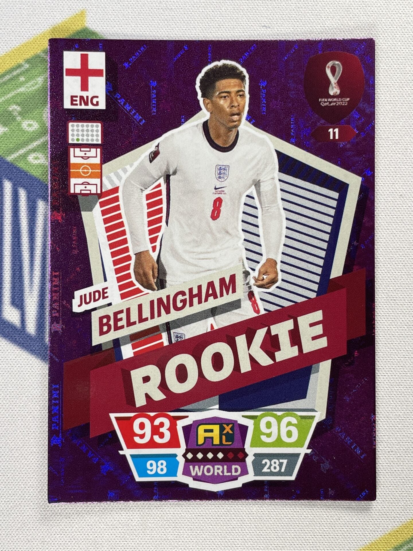 Jude Bellingham England Rookie Panini World Cup 2022 Adrenalyn XL Card