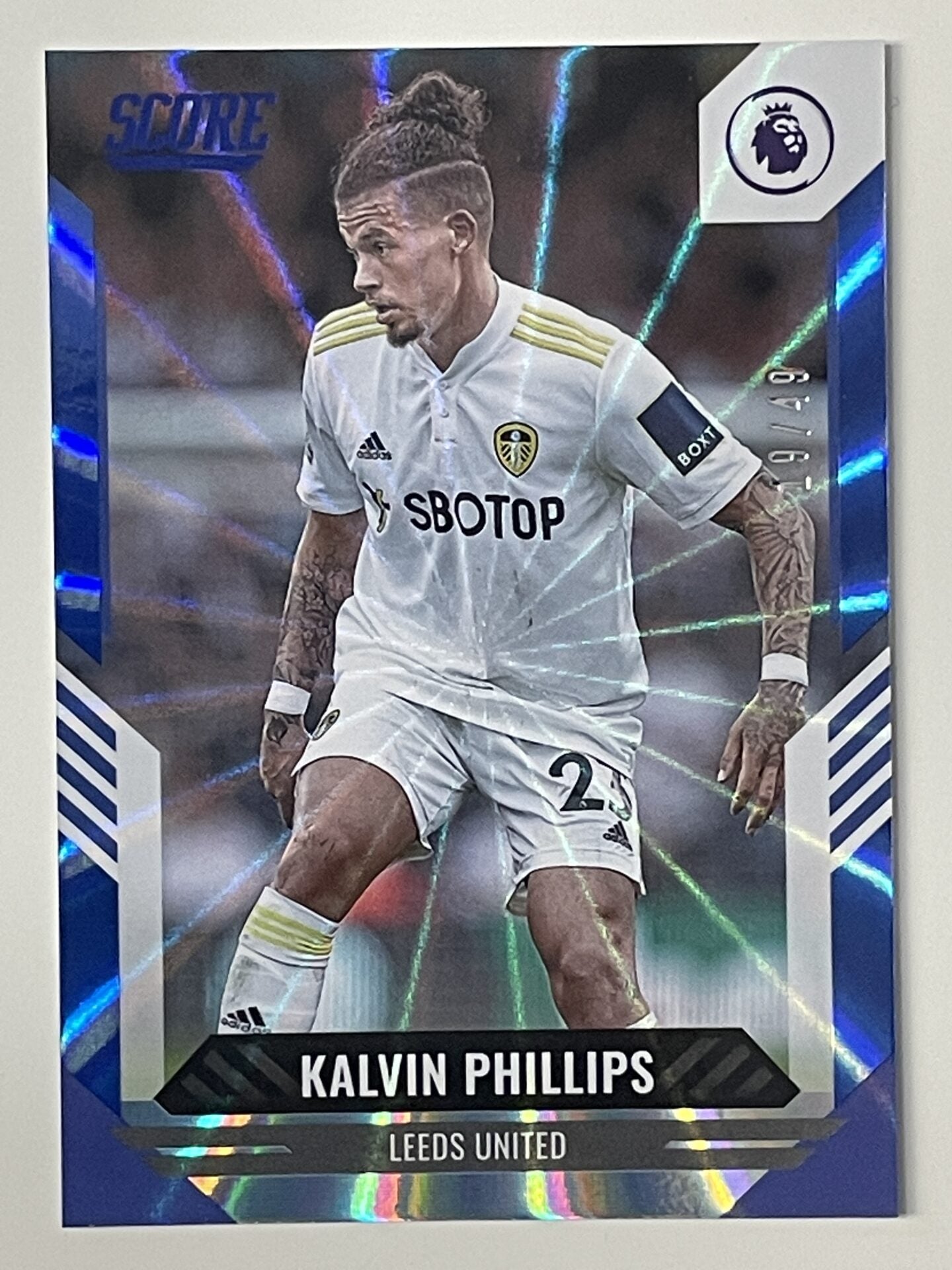 Kalvin Phillips Leeds United Base Blue Laser Parallel Panini Premier League Score 2021 2022