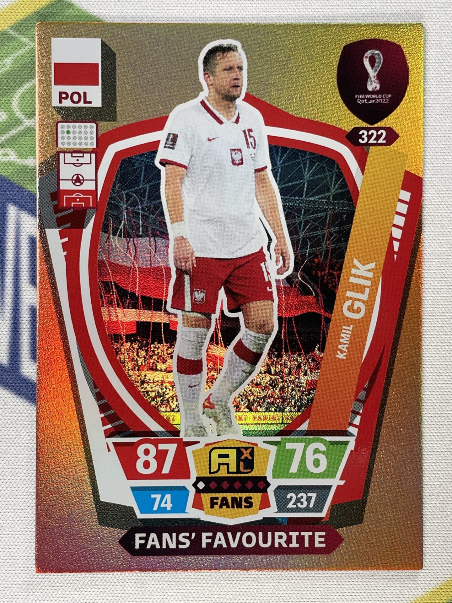 Kamil Glik Poland Fans Favourite Panini World Cup 2022 Adrenalyn XL Card