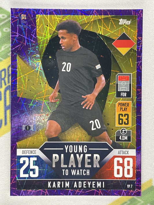 Karim Adeyemi Germany Young Player to Watch Purple Foil Parallel Topps Match Attax 101 Road to Nations League 2022 Card