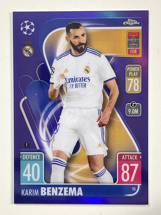 Karim Benzema Purple Parallel Topps Match Attax Chrome 2021 2022