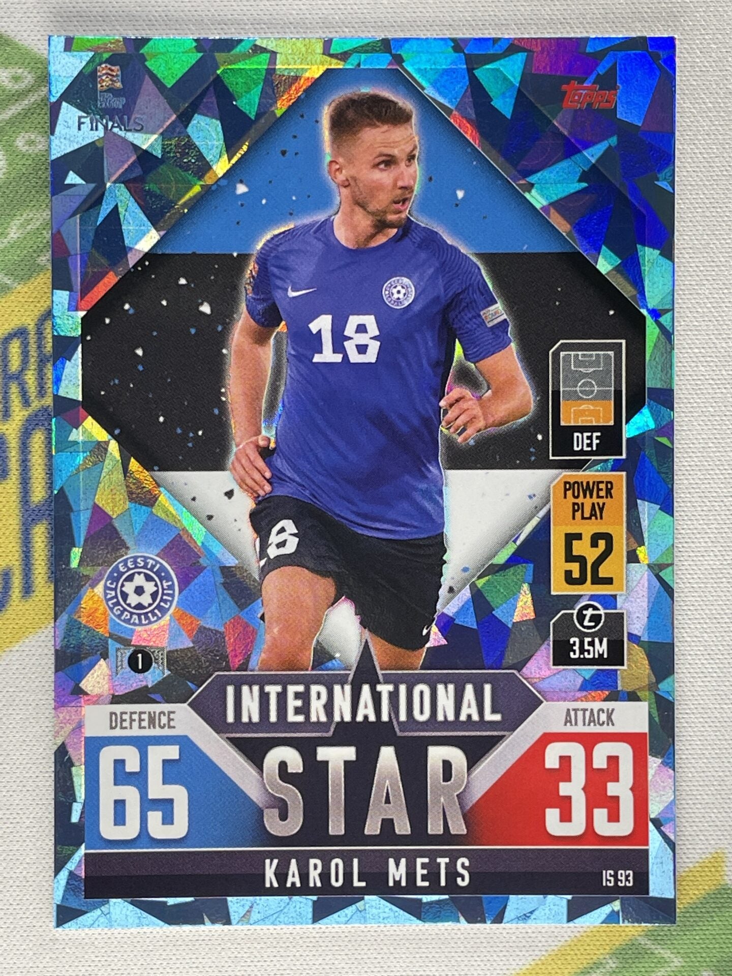 Karol Mets Estonia Crystal Foil Parallel Topps Match Attax 101 Road to Nations League 2022 Card