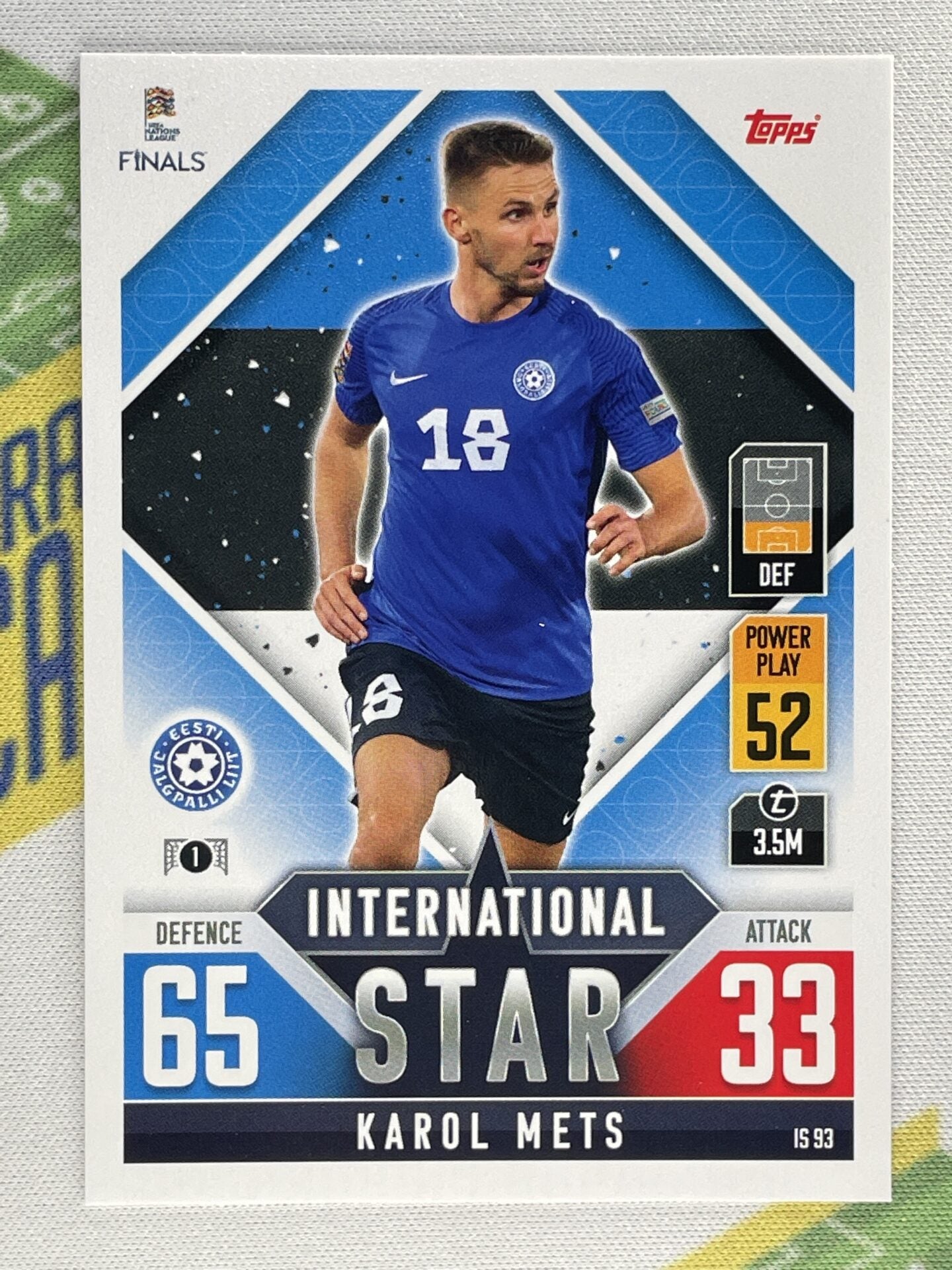 Karol Mets Estonia Topps Match Attax 101 Road to Nations League 2022 Card