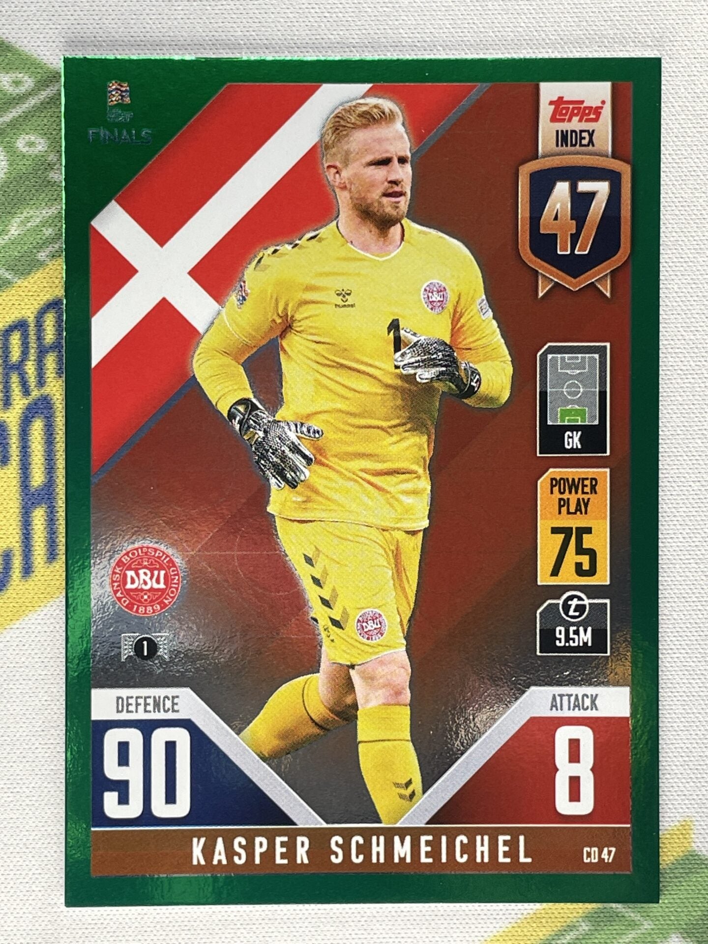 Kasper Schmeichel Denmark Green Foil Parallel Topps Match Attax 101 Road to Nations League 2022 Card