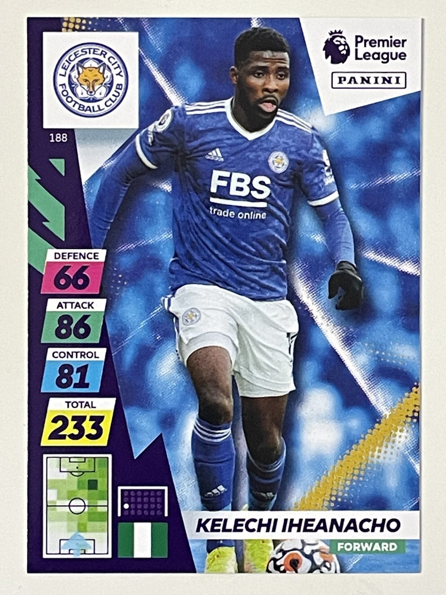 Kelechi Iheanacho Leicester City Base Panini Adrenalyn XL PLUS Premier League 2021 2022