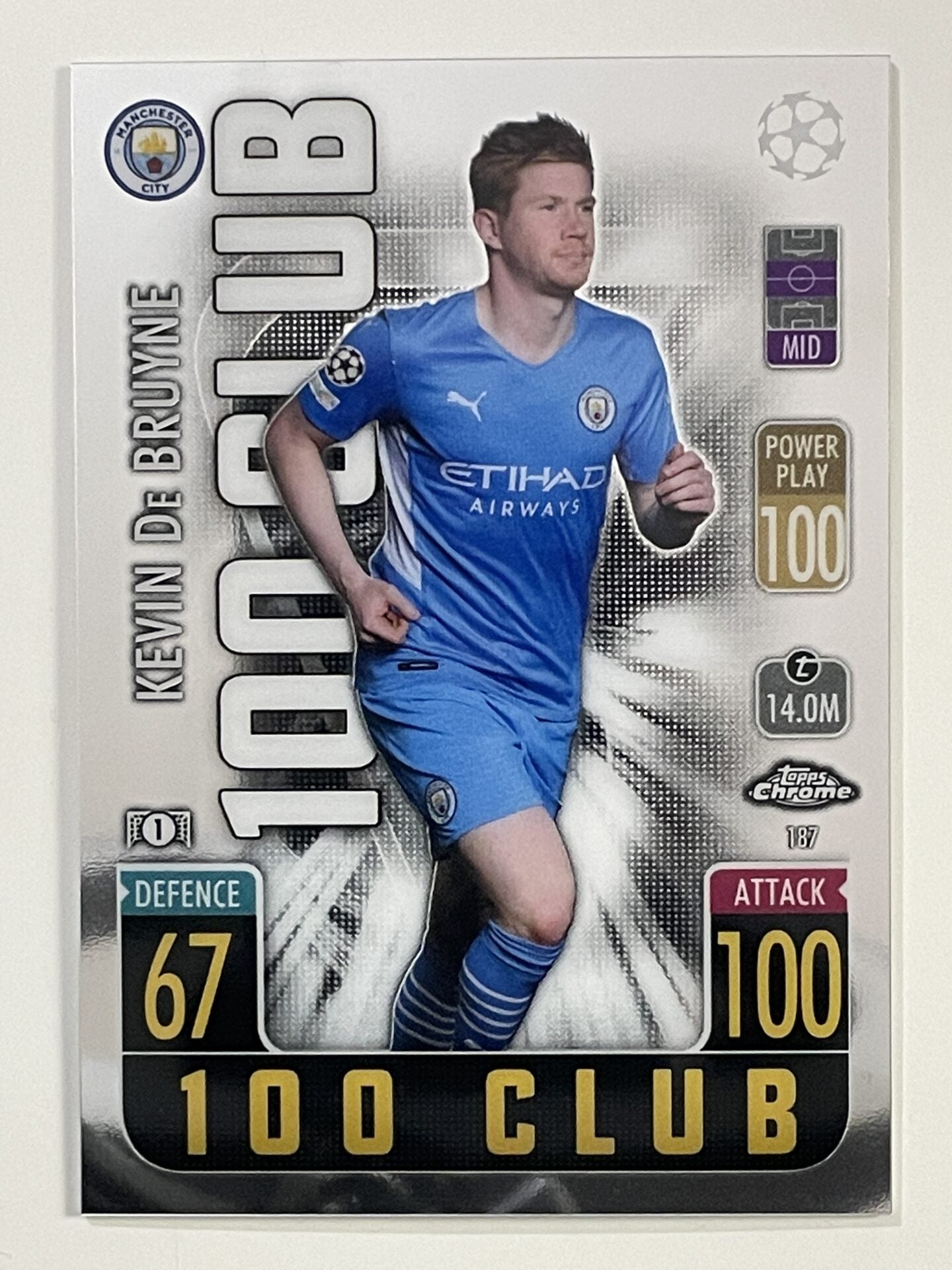 Kevin De Bruyne 100 Club Manchester City Topps Match Attax Chrome 2021 2022 Football Card