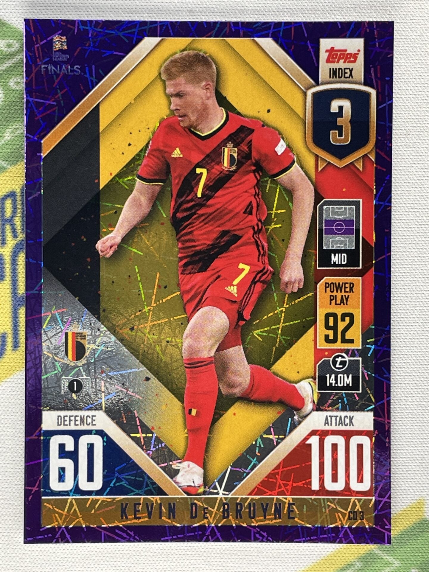 Kevin De Bruyne Belgium Purple Foil Parallel Topps Match Attax 101 Road to Nations League 2022 Card