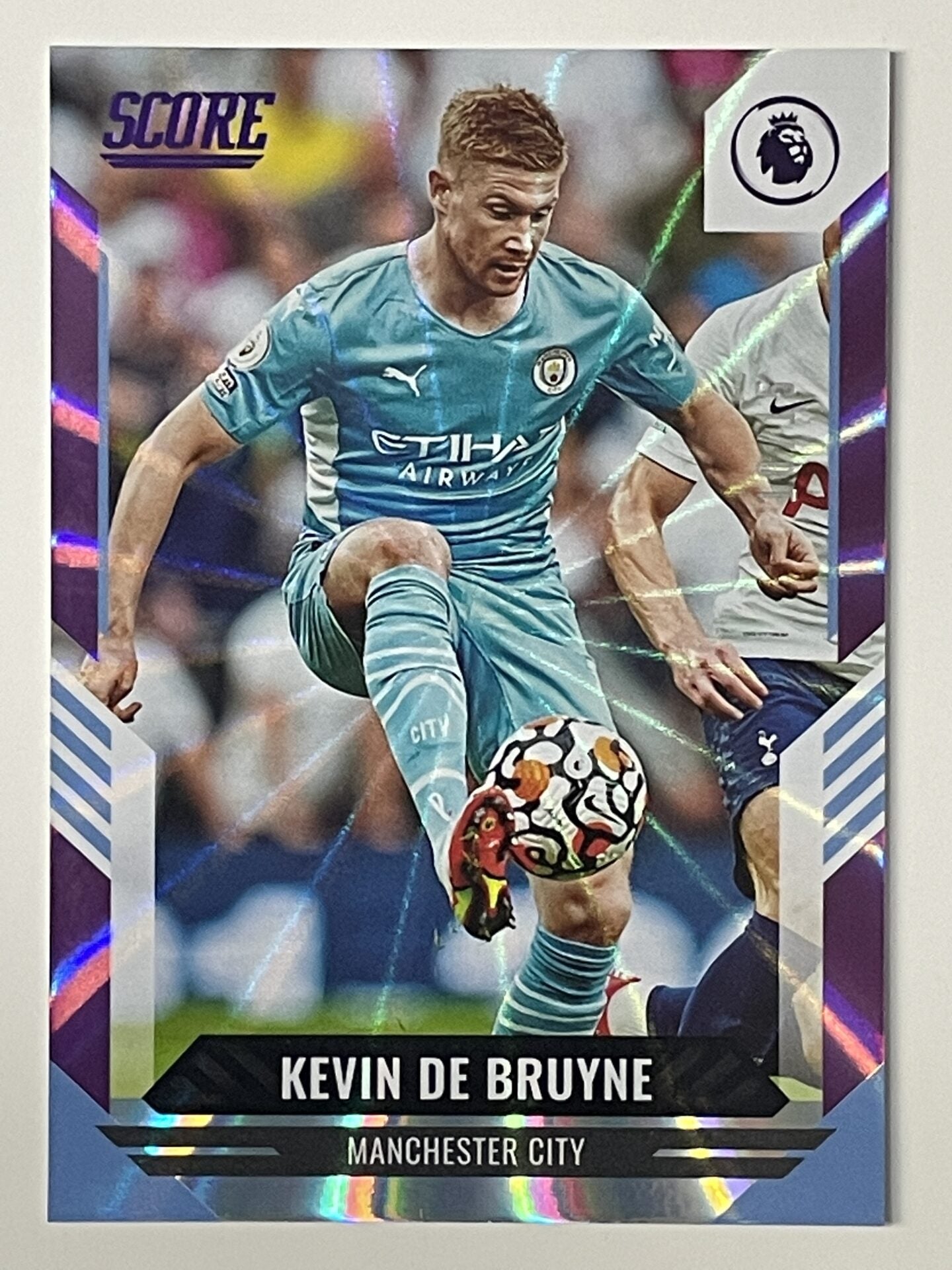 Kevin De Bruyne Manchester City Base Purple Laser Parallel Panini Premier League Score 2021 2022