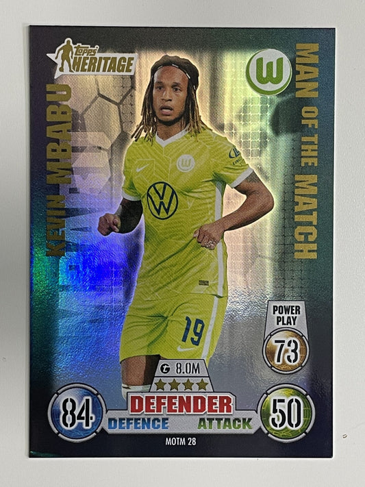 Kevin Mbabu Wolfburg Man of the Match Hertiage Topps Match Attax Extra 2021:22 Champions League Card