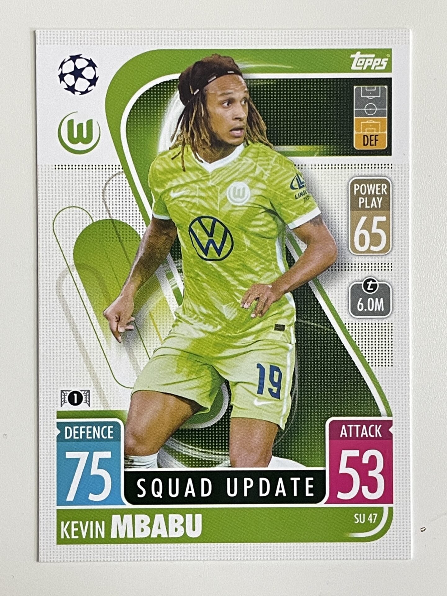 Kevin Mbabu Wolfsburg Base Topps Match Attax Extra 2021:22 Champions League Card