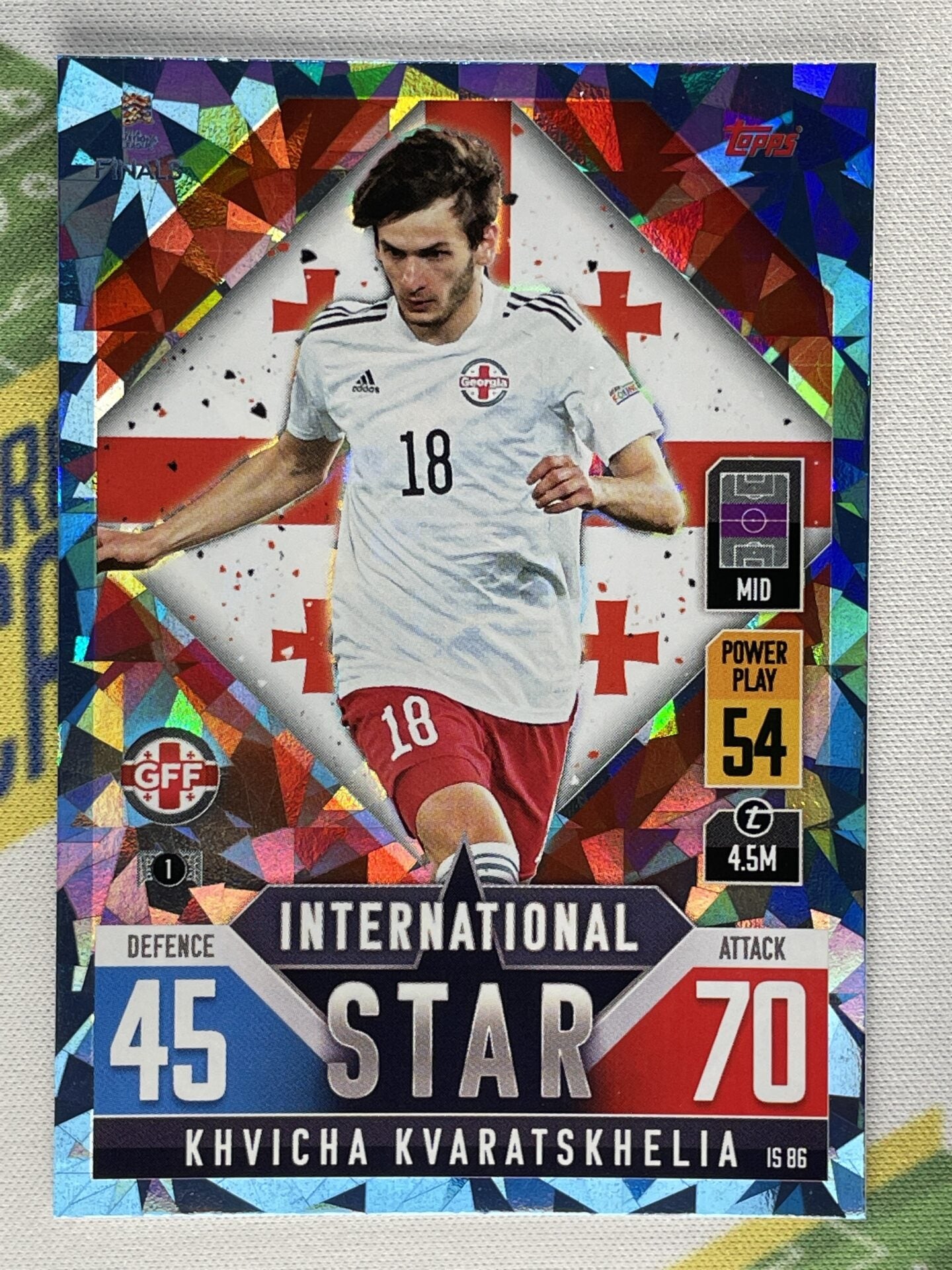 Khvicha Kvaratskhelia Georgia Crystal Foil Parallel Topps Match Attax 101 Road to Nations League 2022 Card