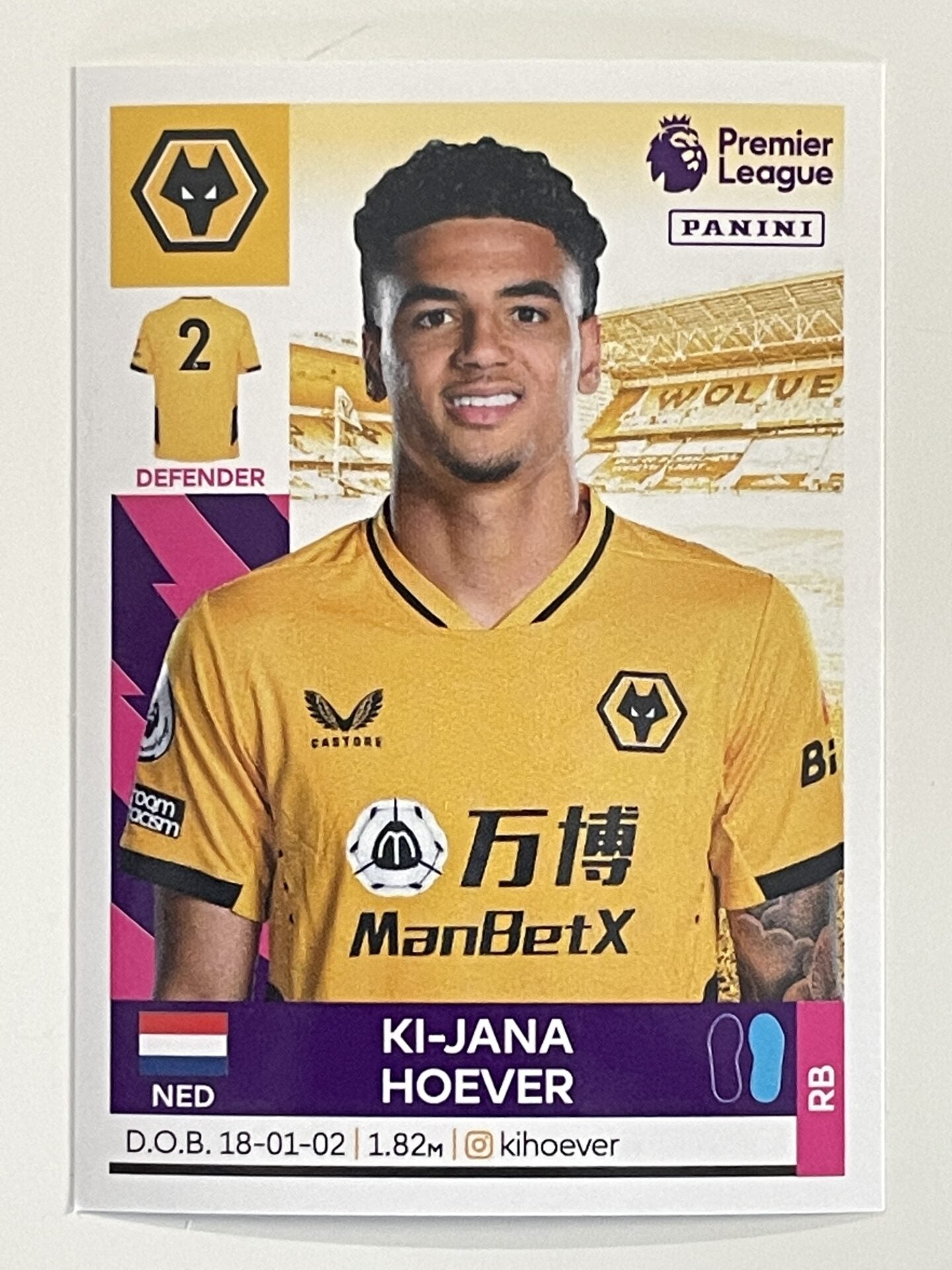 Ki-Jana Hoever Wolves Panini Premier League 2022 Football Sticker