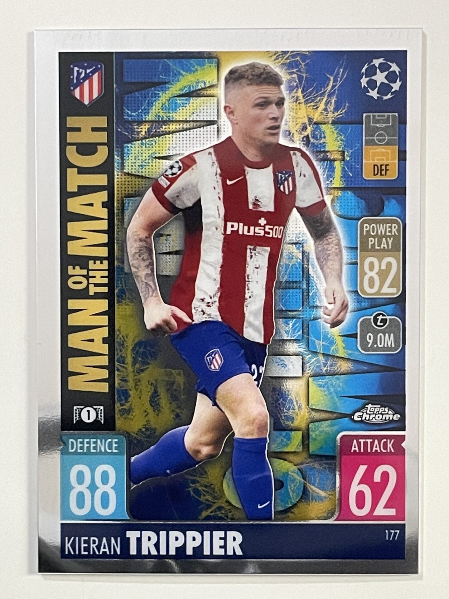 Kieran Trippier Man of the Match Athletico Madrid Topps Match Attax Chrome 2021 2022 Football Card