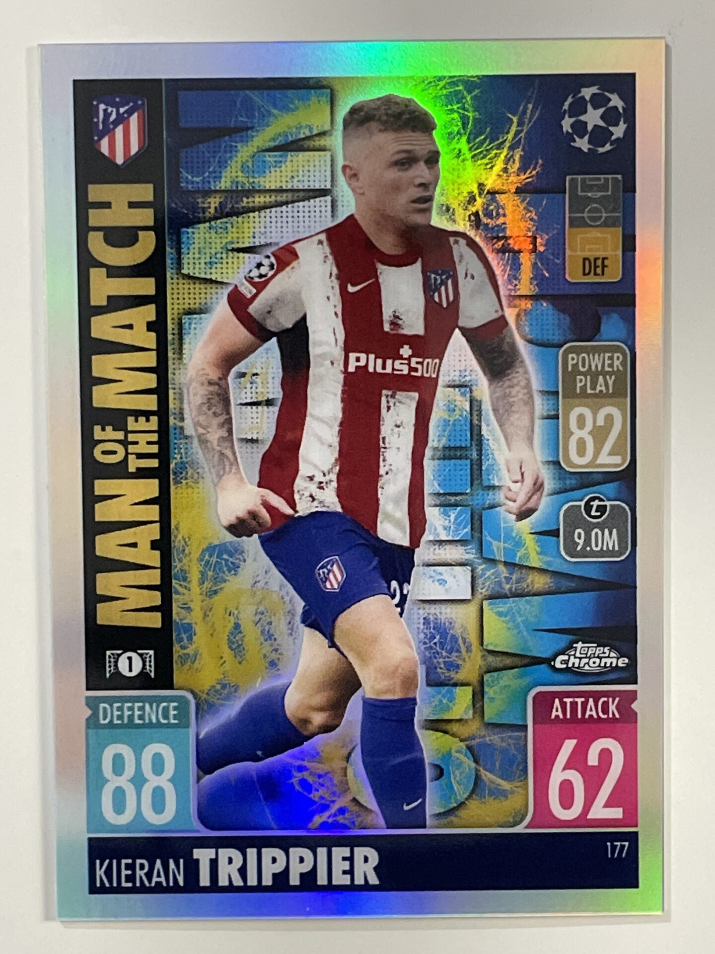 Kieran Trippier Man of the Match Refractor Topps Match Attax Chrome 2021 2022