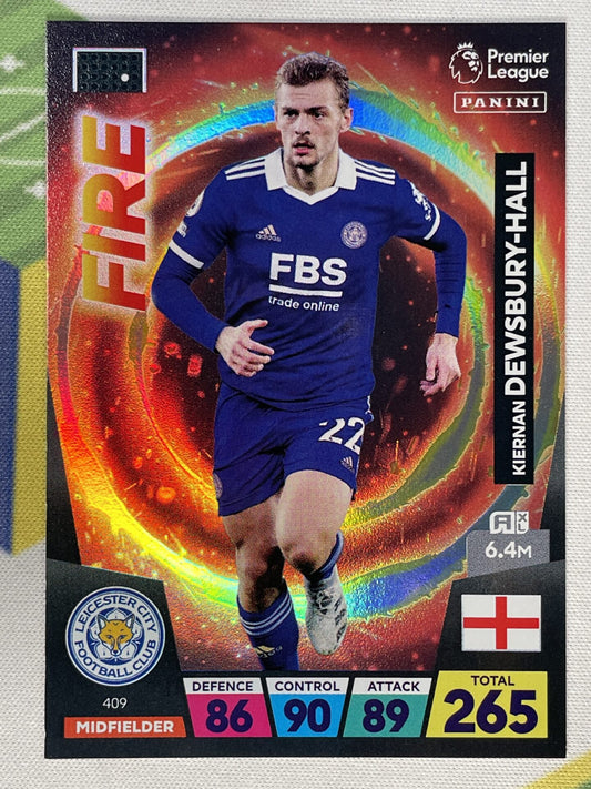 Kiernan Dewsbury-Hall Leicester City Fire Panini Premier League Adrenalyn XL 2023 Card