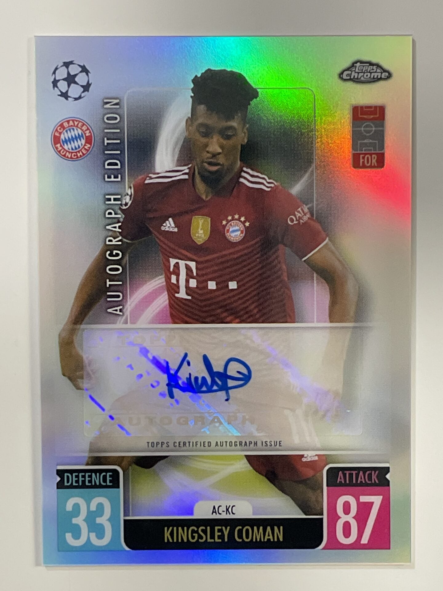 Kingsley Coman Autograph Bayern Munich Topps Match Attax Chrome 2021 2022