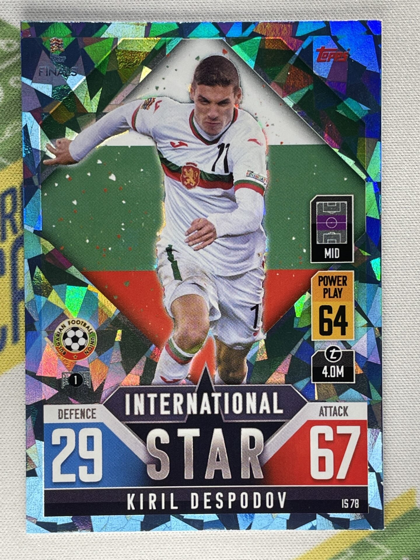 Kiril Despodov Bulgaria Crystal Foil Parallel Topps Match Attax 101 Road to Nations League 2022 Card