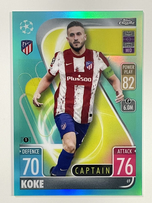 Koke Aqua Parallel Topps Match Attax Chrome 2021 2022