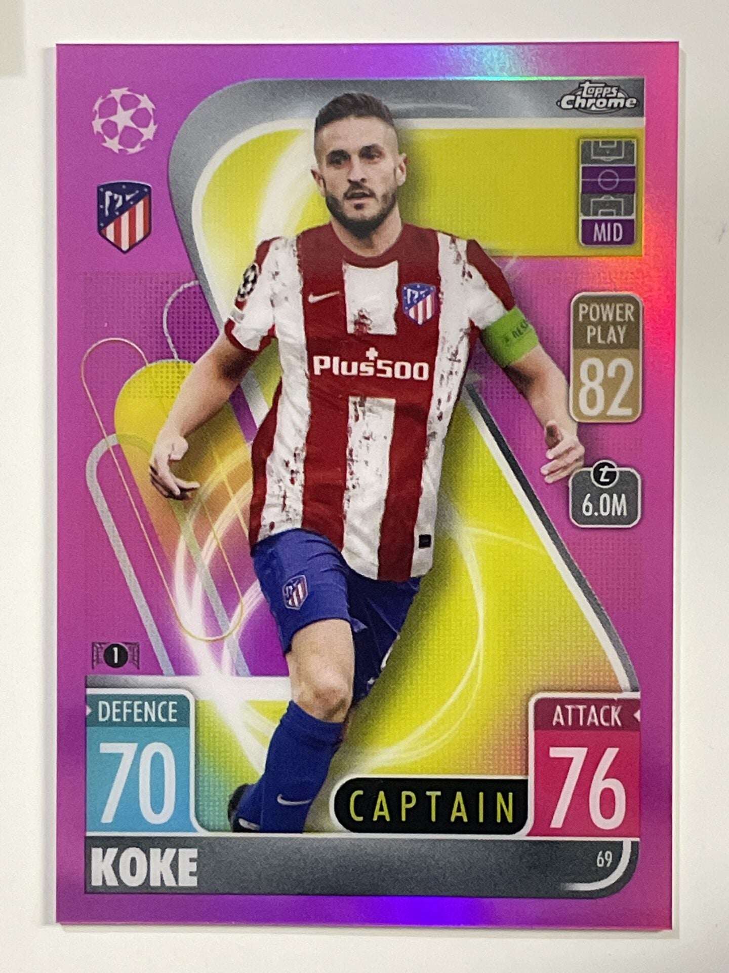 Koke Pink Parallel Topps Match Attax Chrome 2021 2022