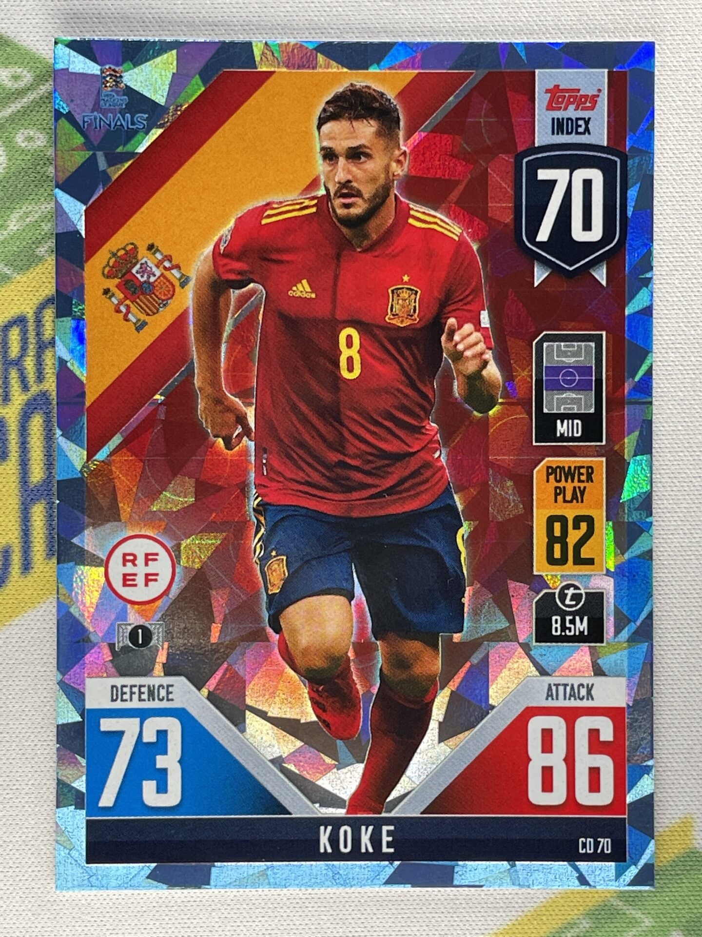 Koke Spain Crystal Foil Parallel Topps Match Attax 101 Road to Nations League 2022 Card