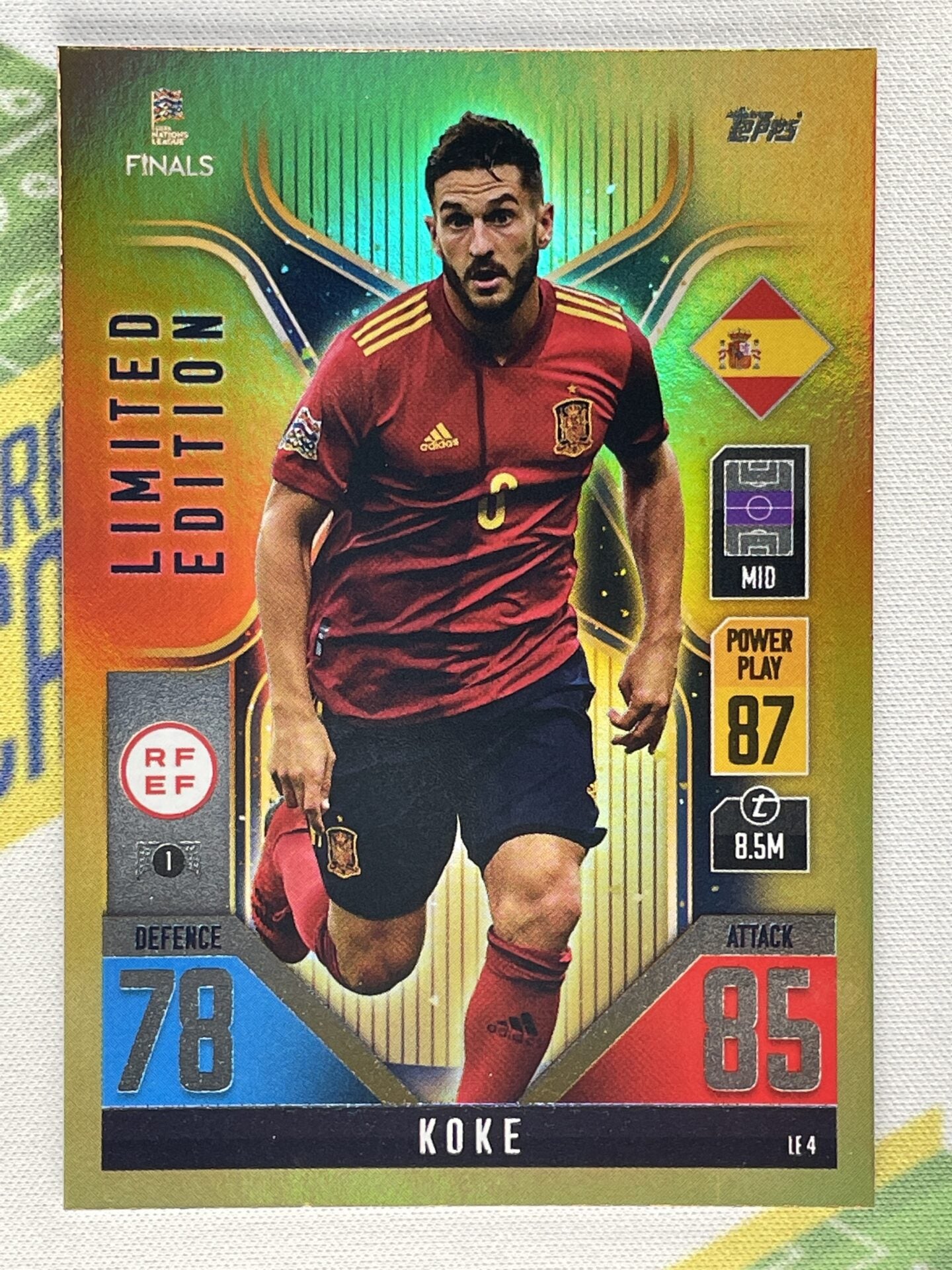 Koke Spain Limited Edition Topps Match Attax 101 Road to Nations League 2022 Card