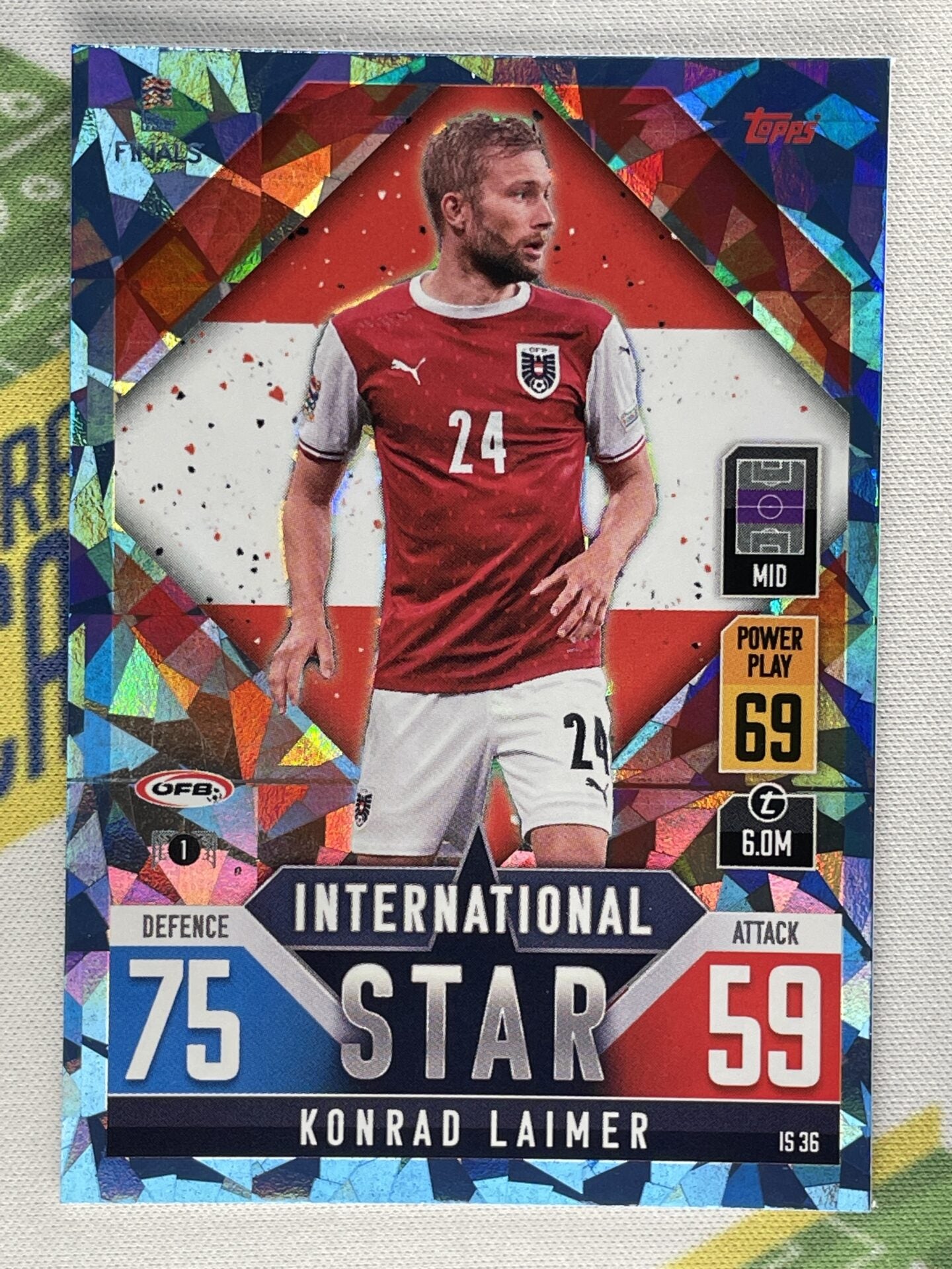 Konrad Laimer Austria Crystal Foil Parallel Topps Match Attax 101 Road to Nations League 2022 Card