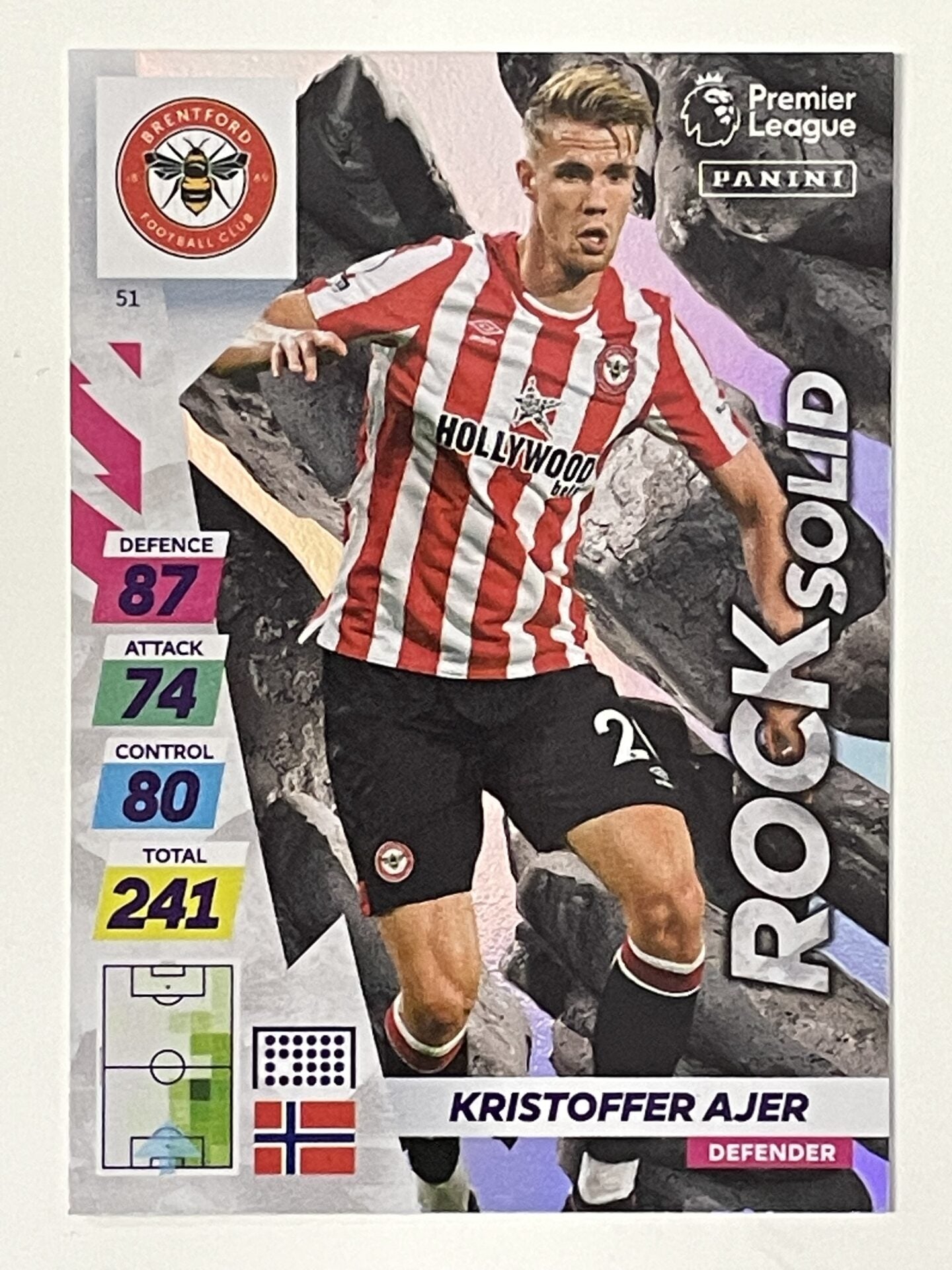 Krisoffer Ajer Brentford Rock Solid Panini Adrenalyn XL PLUS Premier League 2021 2022