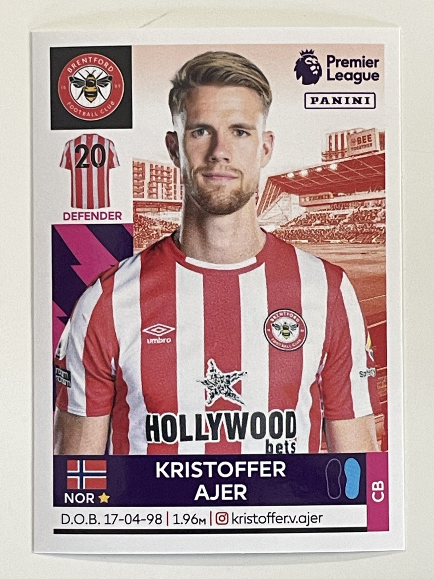 Kristoffer Ajer Brentford Panini Premier League 2022 Football Sticker