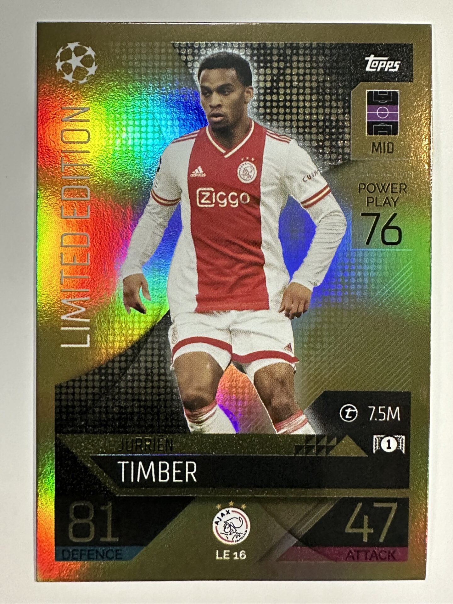 LE16 Jurrien Timber Limited Edition (Ajax) Topps Match Attax 2022:2023 Card